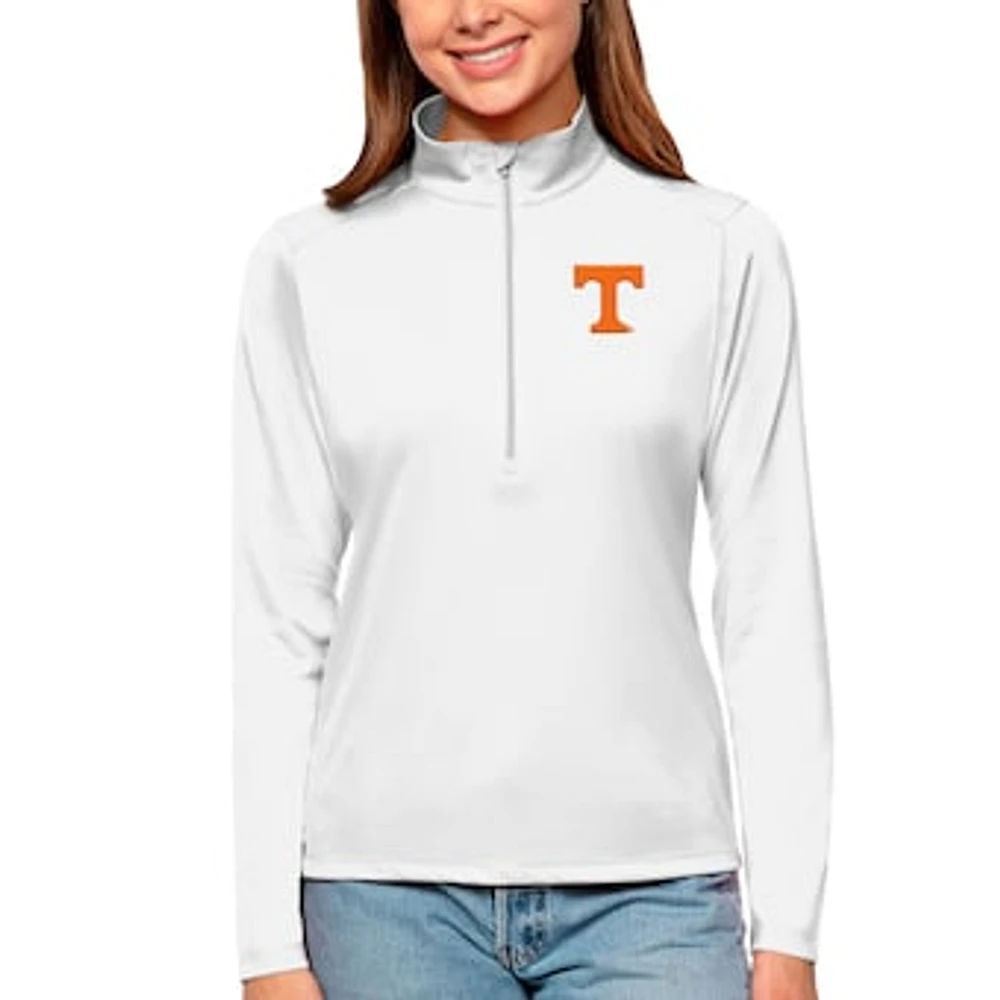 Women's Antigua White Tennessee Volunteers Tribute Quarter-Zip Pullover Top