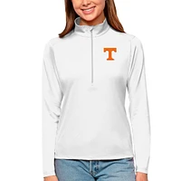 Women's Antigua White Tennessee Volunteers Tribute Quarter-Zip Pullover Top