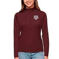 Women's Antigua Maroon Texas A&M Aggies Tribute Quarter-Zip Pullover Top