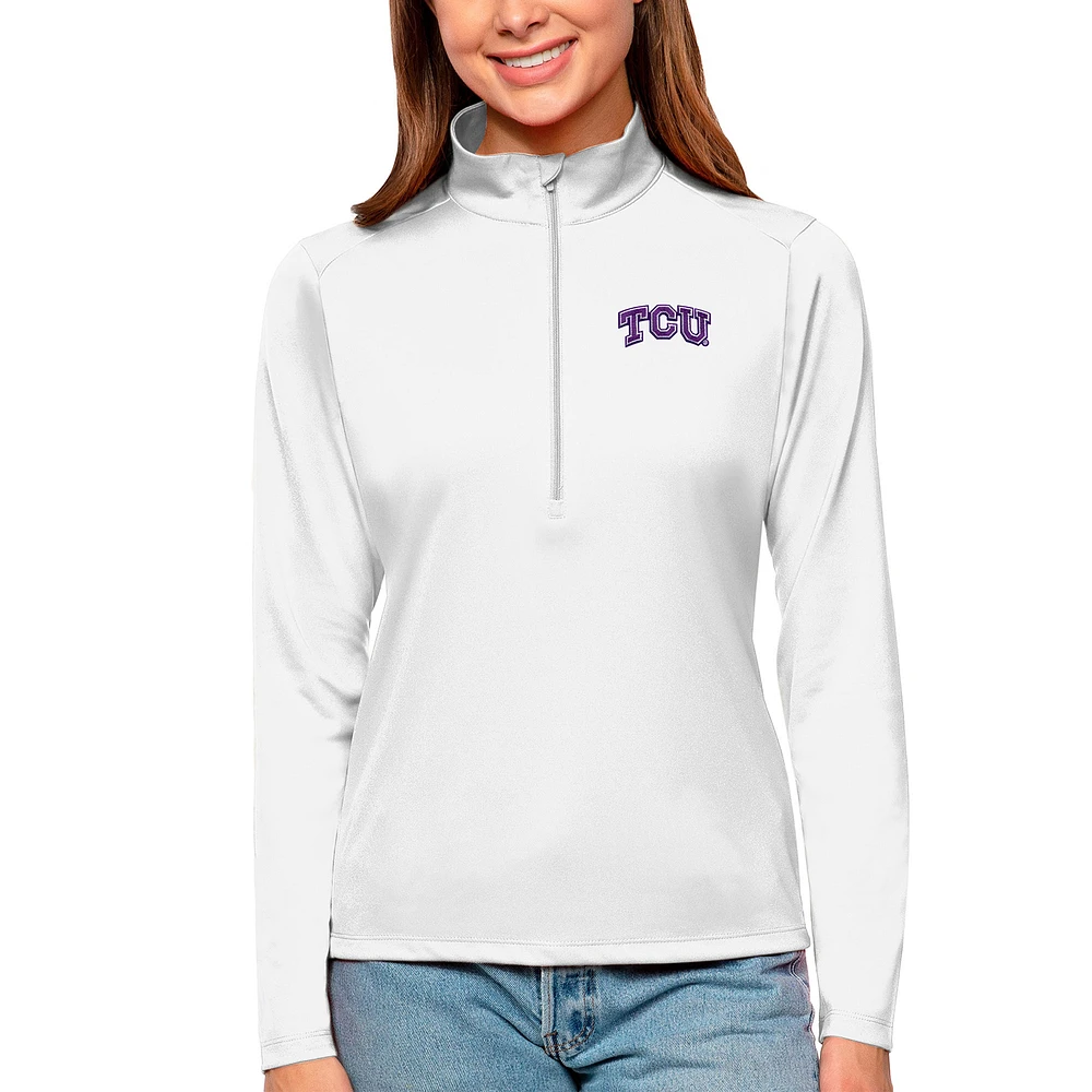 Women's Antigua TCU Horned Frogs Tribute Quarter-Zip Pullover Top