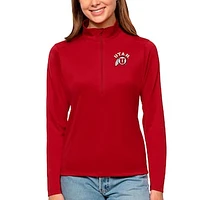 Women's Antigua Red Utah Utes Tribute Quarter-Zip Pullover Top