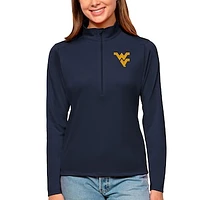 Women's Antigua Navy West Virginia Mountaineers Tribute Quarter-Zip Pullover Top