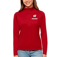 Women's Antigua Wisconsin Badgers Tribute Quarter-Zip Pullover Top