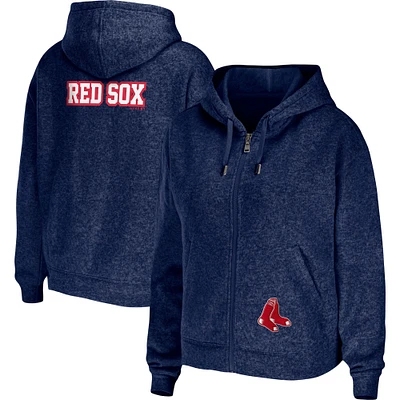 Women's WEAR by Erin Andrews Heather Navy Boston Red Sox Full-Zip Hoodie