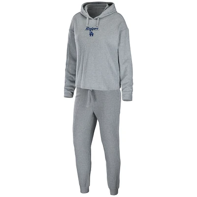 Women's WEAR by Erin Andrews Heather Gray Los Angeles Dodgers Logo Pullover Hoodie & Pants Sleep Set