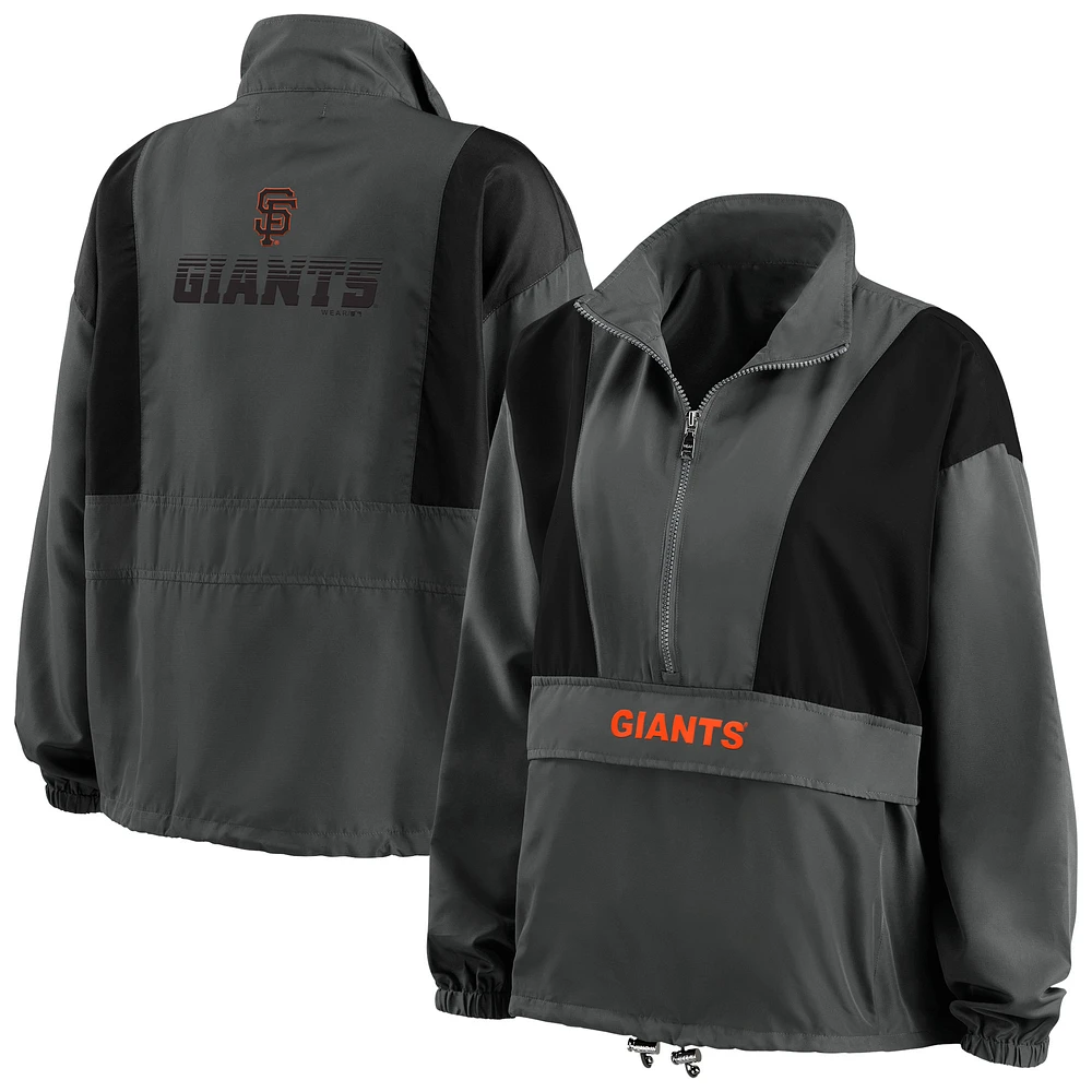 Women's WEAR by Erin Andrews Charcoal San Francisco Giants Packable Half-Zip Jacket