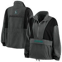 Women's WEAR by Erin Andrews Charcoal Seattle Mariners Packable Half-Zip Jacket