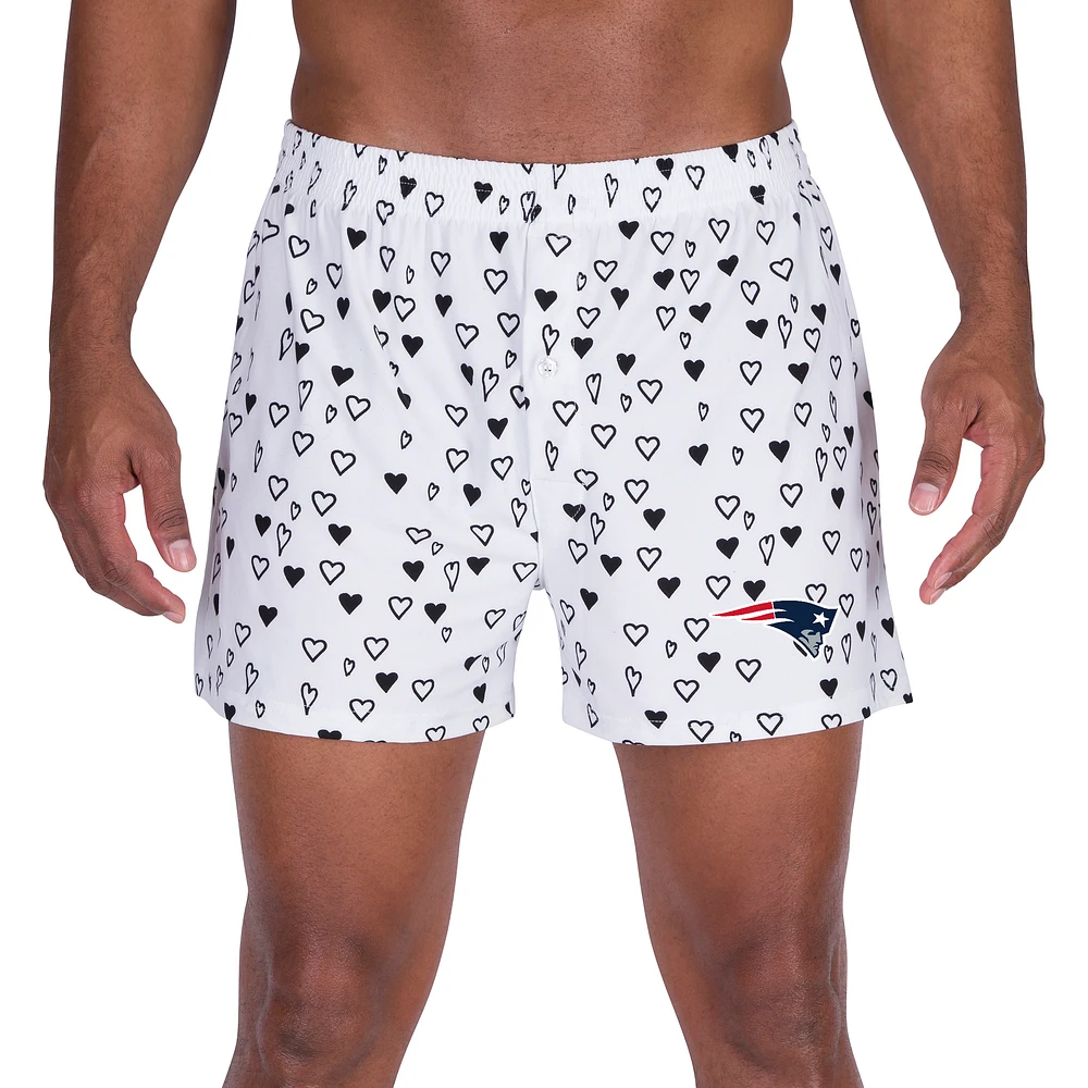 Men's Concepts Sport White New England Patriots Epiphany Allover Print Boxer Shorts
