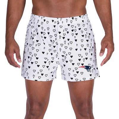 Men's Concepts Sport White New England Patriots Epiphany Allover Print Boxer Shorts