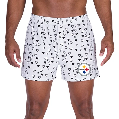 Men's Concepts Sport White Pittsburgh Steelers Epiphany Allover Print Boxer Shorts