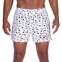 Men's Concepts Sport White Pittsburgh Steelers Epiphany Allover Print Boxer Shorts