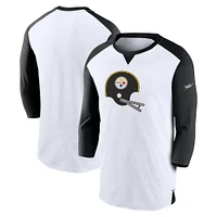 Men's Nike White/Black Pittsburgh Steelers Rewind 3/4-Sleeve T-Shirt