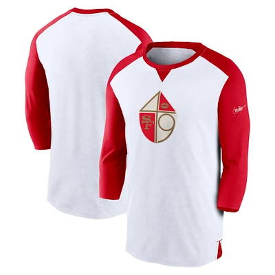 Men's Nike White/Scarlet San Francisco 49ers Rewind 3/4-Sleeve T-Shirt