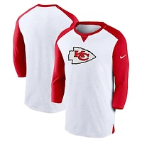 Men's Nike White/Red Kansas City Chiefs Rewind 3/4-Sleeve T-Shirt