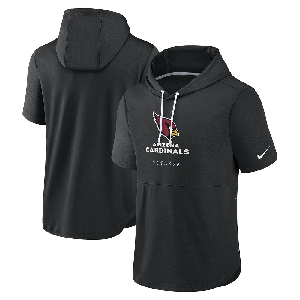 Men's Nike Black Arizona Cardinals Short Sleeve Pullover Hoodie