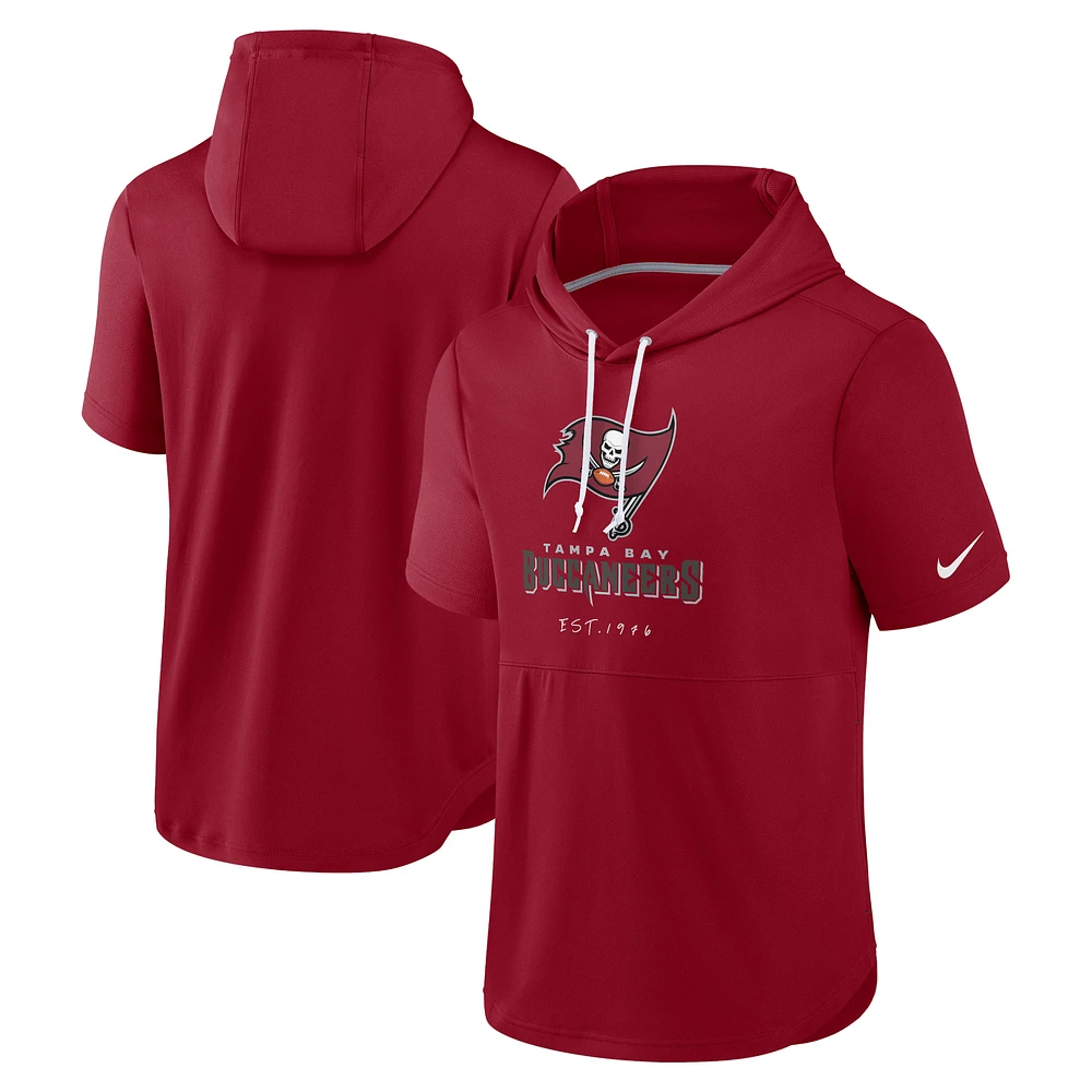 Men's Nike Red Tampa Bay Buccaneers Short Sleeve Pullover Hoodie