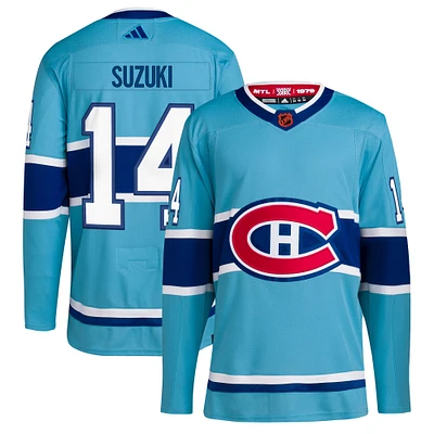 Men's adidas Nick Suzuki Light Blue Montreal Canadiens - Reverse Retro 2.0 Authentic Player Jersey