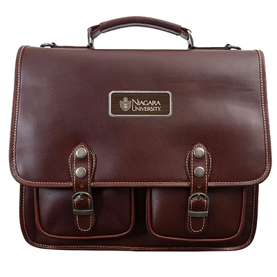 Brown Niagara University Purple Eagles Logo Plate Sabino Briefcase