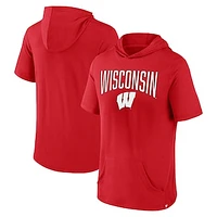 Men's Fanatics Red Wisconsin Badgers Outline Lower Arch Hoodie T-Shirt