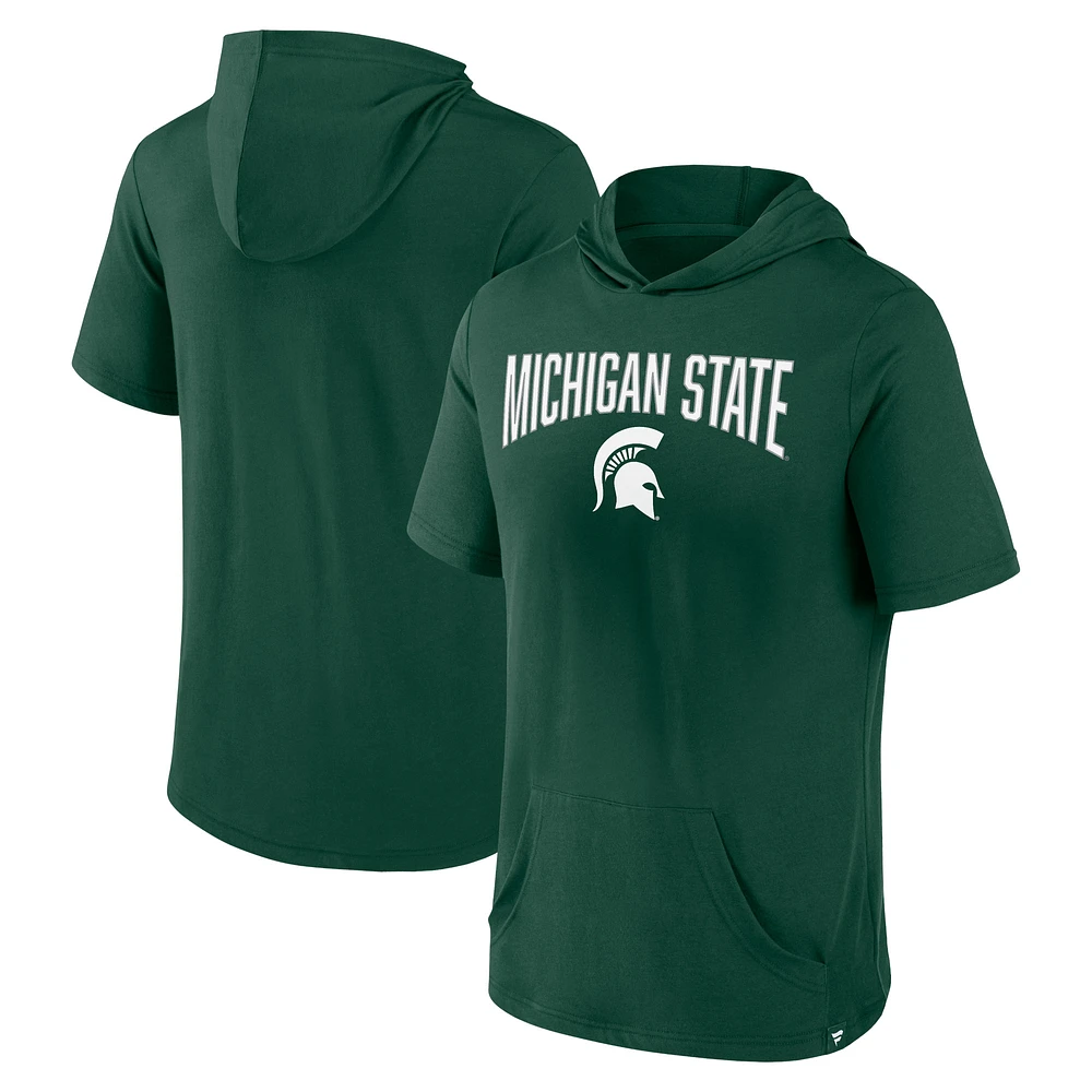 Men's Fanatics Green Michigan State Spartans Outline Lower Arch Hoodie T-Shirt