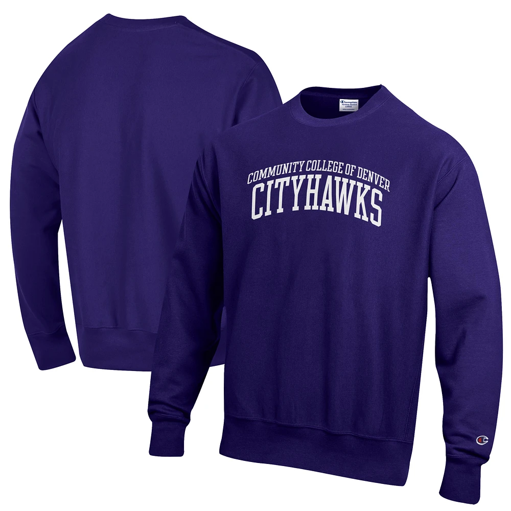 Men's Champion Purple CCD CityHawks Reverse Weave Pullover Sweatshirt