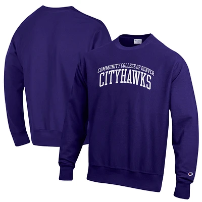 Men's Champion Purple CCD CityHawks Reverse Weave Pullover Sweatshirt