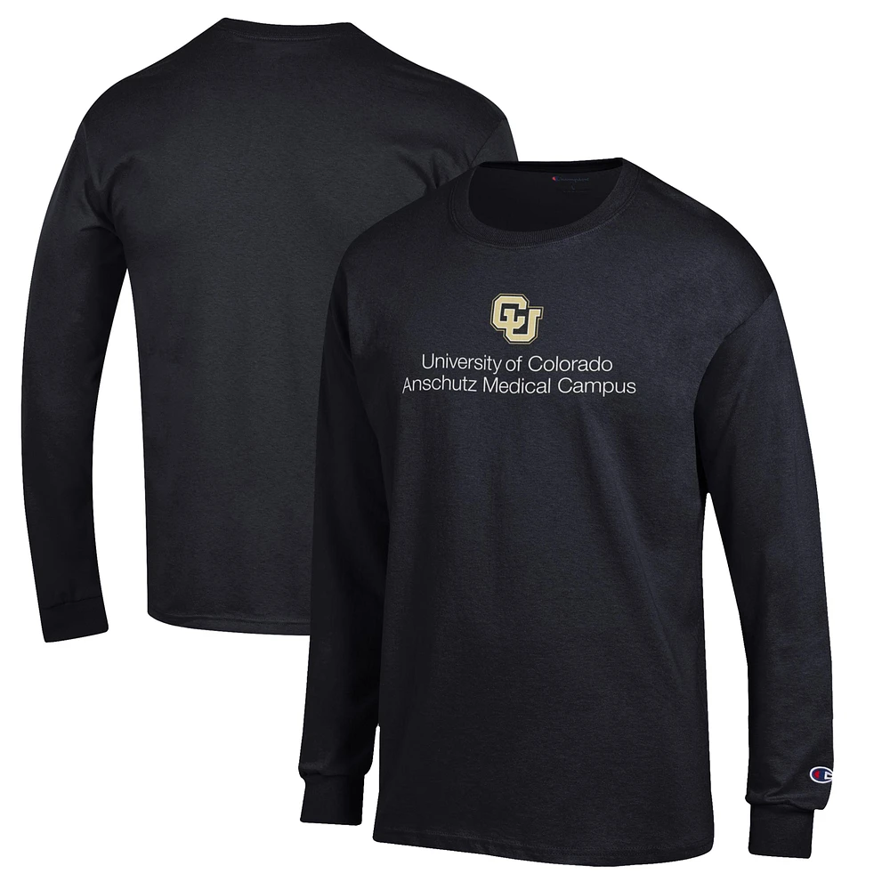 Men's Champion Black Colorado Anschutz Medical Campus Jersey Long Sleeve T-Shirt