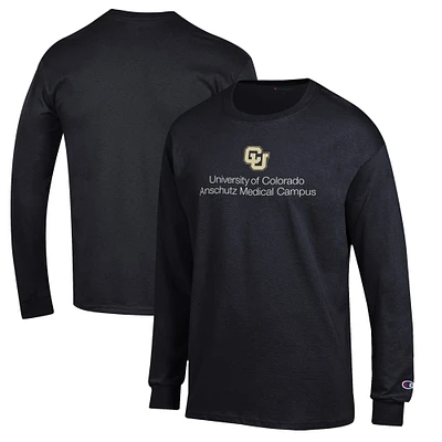 Men's Champion Black Colorado Anschutz Medical Campus Jersey Long Sleeve T-Shirt