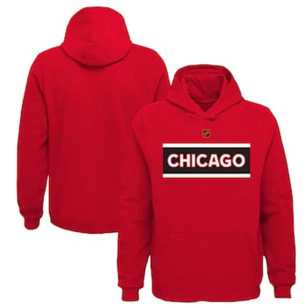 Youth Red Chicago Blackhawks Special Edition 2.0 Primary Logo Fleece Pullover Hoodie