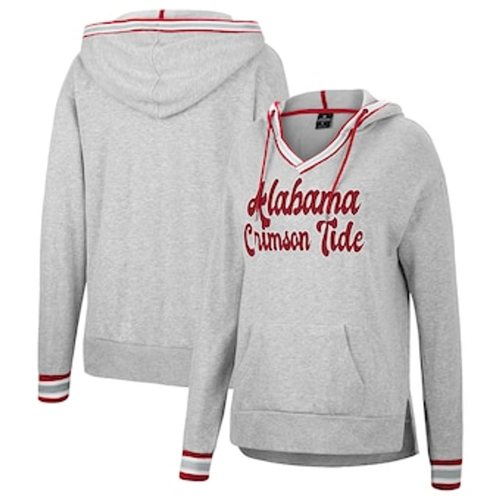 Women's Colosseum Heathered Gray Alabama Crimson Tide Andy V-Neck Pullover Hoodie