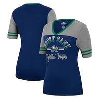 Women's Colosseum Navy/Heathered Gray Notre Dame Fighting Irish There You Are V-Neck T-Shirt