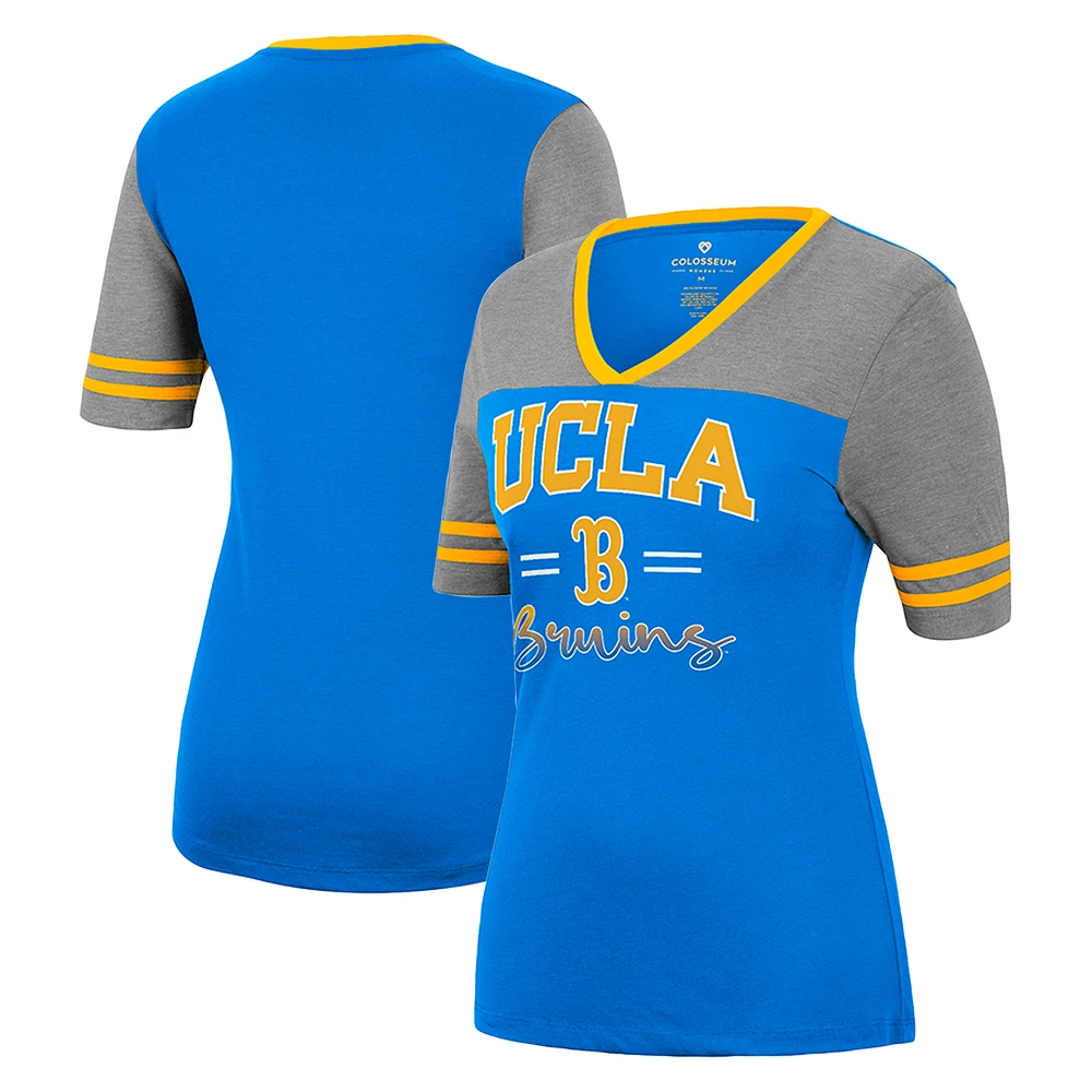 Women's Colosseum Blue/Heathered Gray UCLA Bruins There You Are V-Neck T-Shirt