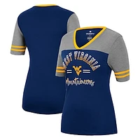 Women's Colosseum Navy/Heathered Gray West Virginia Mountaineers There You Are V-Neck T-Shirt