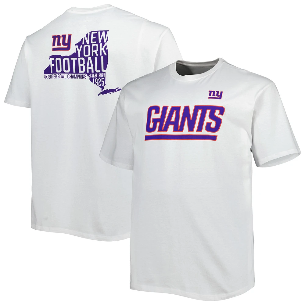 Men's White New York Giants Big & Tall Hometown Collection Hot Shot T-Shirt