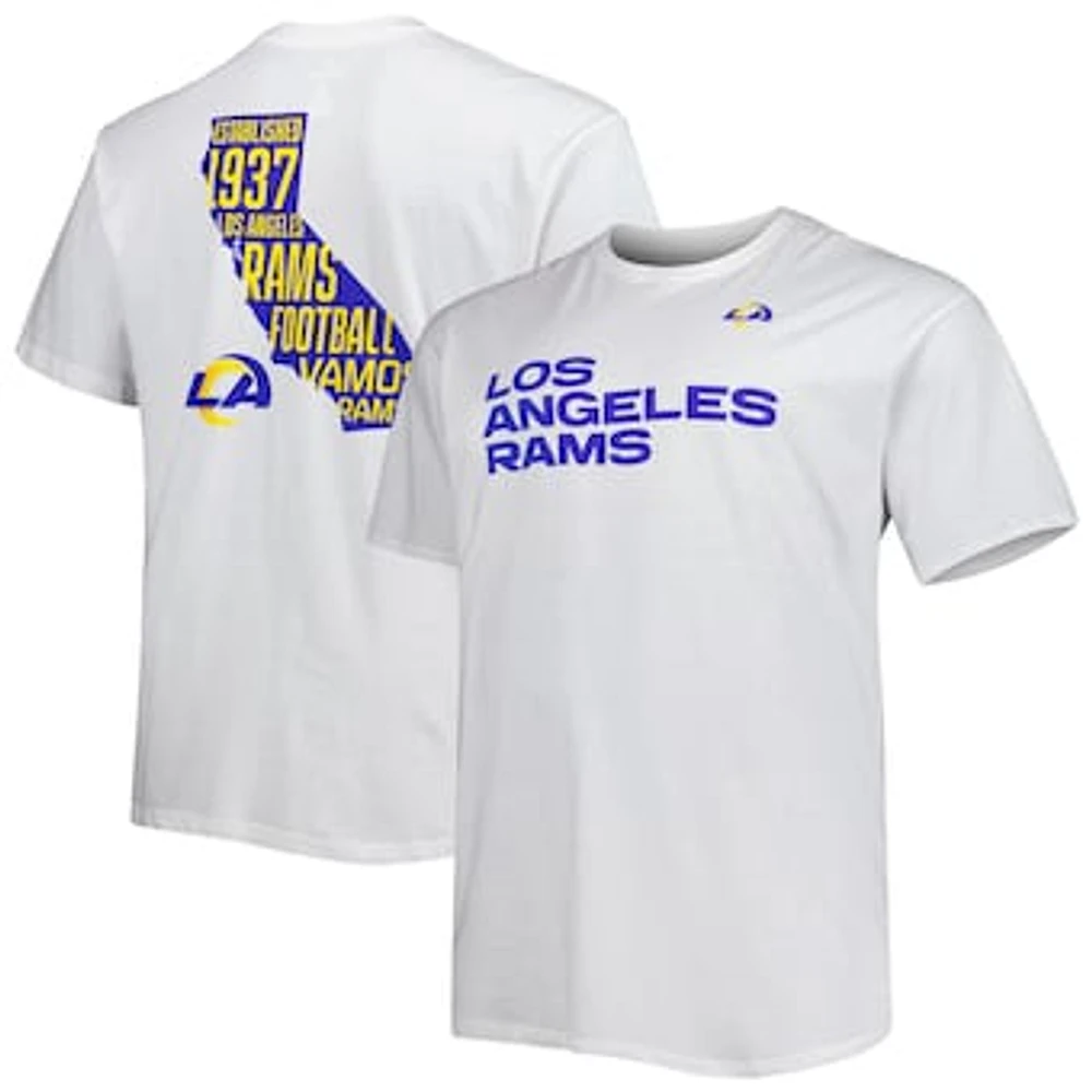 Men's White Los Angeles Rams Big & Tall Hometown Collection Hot Shot T-Shirt