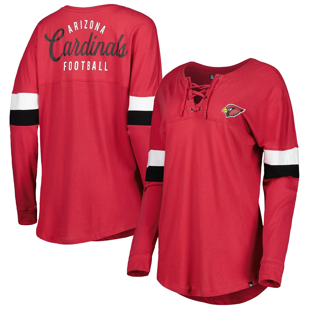 Women's New Era  Cardinal Arizona Cardinals Athletic Varsity Lightweight Lace-Up Long Sleeve T-Shirt