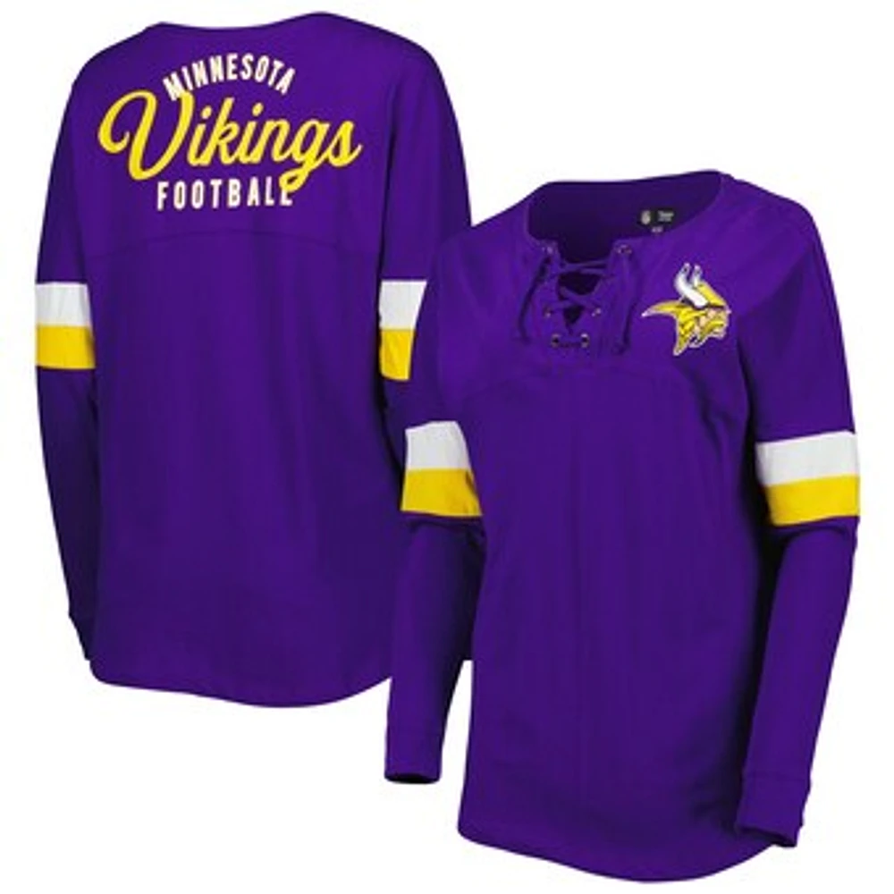 Women's New Era  Purple Minnesota Vikings Athletic Varsity Lightweight Lace-Up Long Sleeve T-Shirt