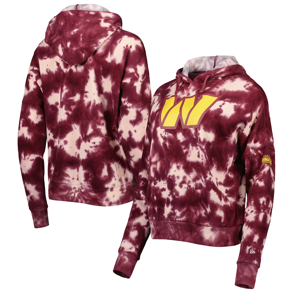 Women's New Era Burgundy Washington Commanders Cloud Dye Fleece Pullover Hoodie