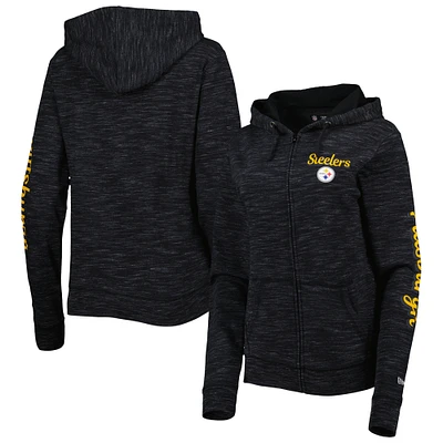 Women's New Era Black Pittsburgh Steelers Reverse Full-Zip Hoodie