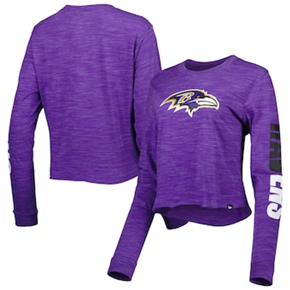 Women's New Era Purple Baltimore Ravens Crop Long Sleeve T-Shirt