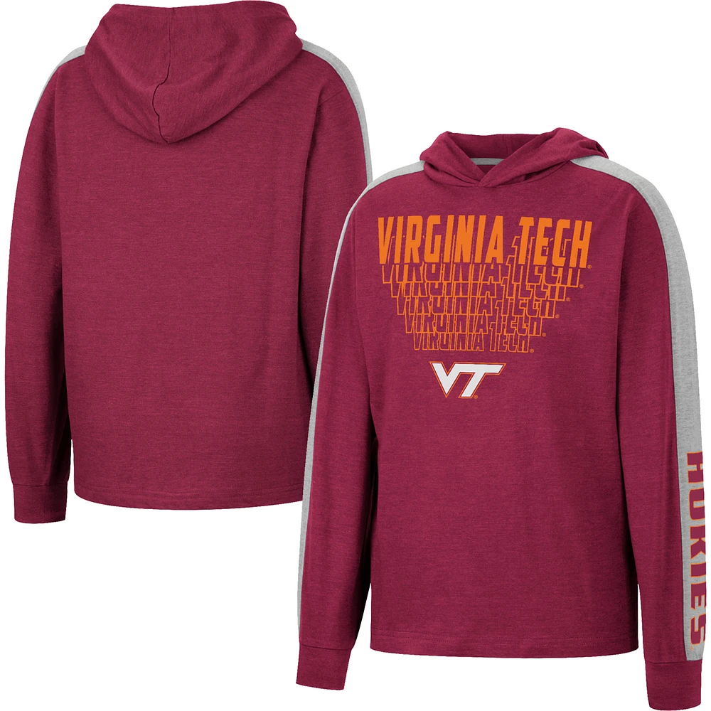 Youth Colosseum Heathered Maroon Virginia Tech Hokies Wind Changes Raglan Hoodie T-Shirt