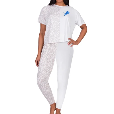 Women's Concepts Sport Cream Detroit Lions Brightside Top & Pants Sleep Set