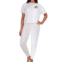 Women's Concepts Sport Cream Green Bay Packers Brightside Top & Pants Sleep Set