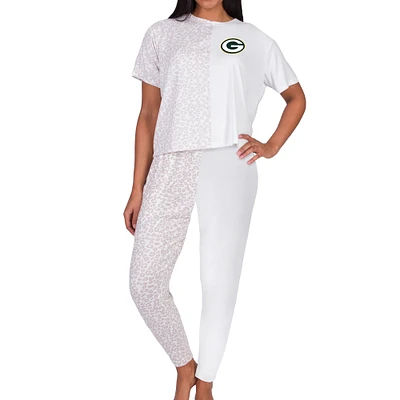 Women's Concepts Sport Cream Green Bay Packers Brightside Top & Pants Sleep Set