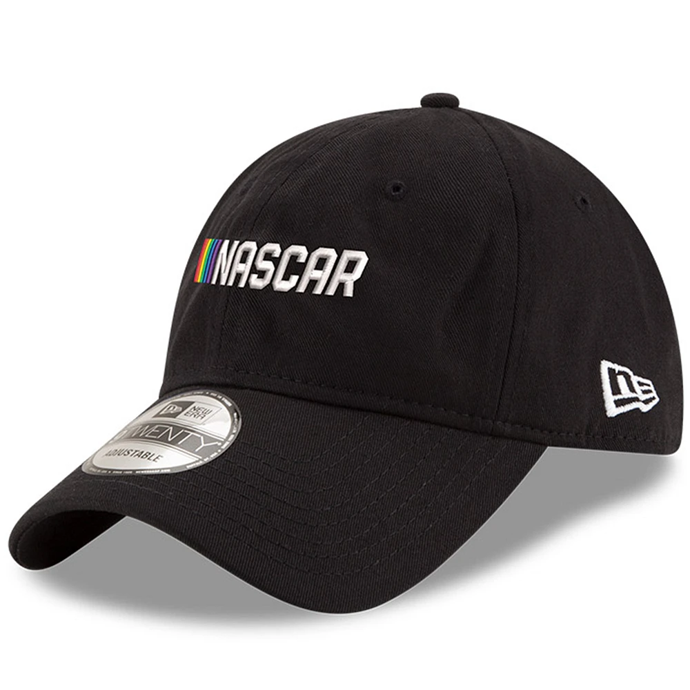 Men's New Era Black NASCAR Wordmark Pride 9TWENTY Adjustable Hat