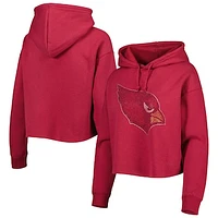 Women's Cuce Cardinal Arizona Cardinals Crystal Logo Cropped Pullover Hoodie