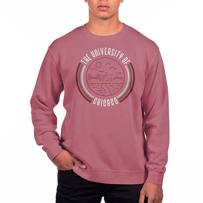 Men's Uscape Apparel Maroon UChicago Maroons Pigment Dyed Fleece Crew Neck Sweatshirt