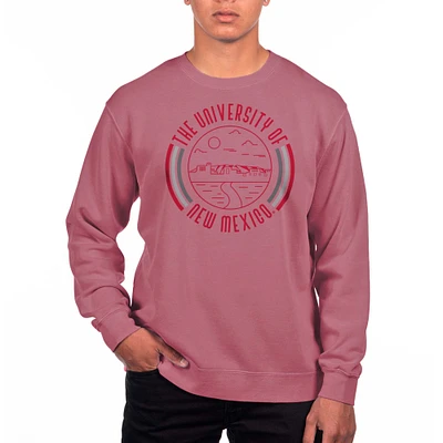 Men's Uscape Apparel Maroon New Mexico Lobos Pigment Dyed Fleece Crew Neck Sweatshirt