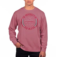Men's Uscape Apparel Maroon New Mexico Lobos Pigment Dyed Fleece Crew Neck Sweatshirt