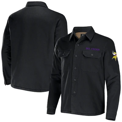 Men's NFL x Darius Rucker Collection by Fanatics Black Minnesota Vikings Canvas Button-Up Shirt Jacket